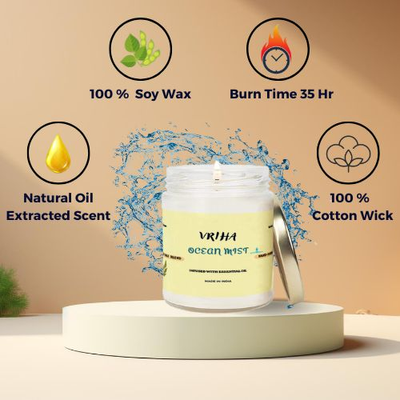Vriha Scented Candles Of Ocean Mist fragrance (pack Of 2)